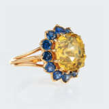 Cartier. Seltener, natürlicher Yellow-Saphir Ring mit blauen Saphiren. - photo 2