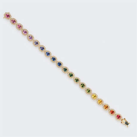 Rainbow Armband mit mehrfarbigen Saphiren und Brillant-Besatz. - Foto 2