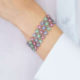 Saphir-Rubin-Smaragd Armband 'Mer de fleurs'. - Foto 3