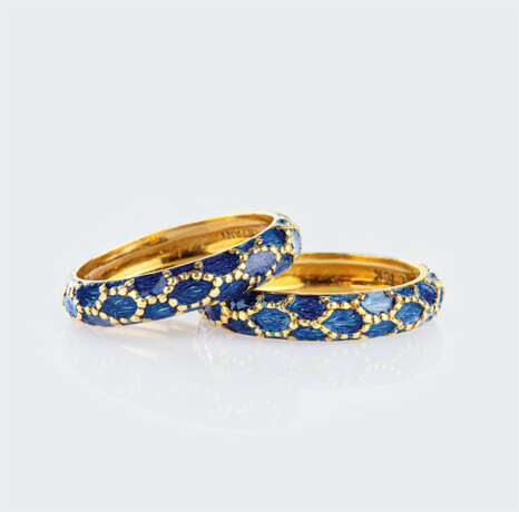 Tiffany & Co. Zwei blaue Email-Ringe. - Foto 1