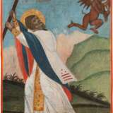 A RARE ICON SHOWING ST. SPYRIDON BEATING THE DEVIL - фото 1