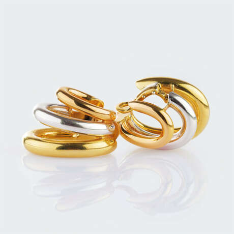 Juwelier Wilm. Paar Multicolour-Gold Ohrclips. - Foto 1