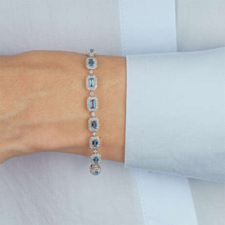 Feines Aquamarin-Brillant Armband. - фото 3