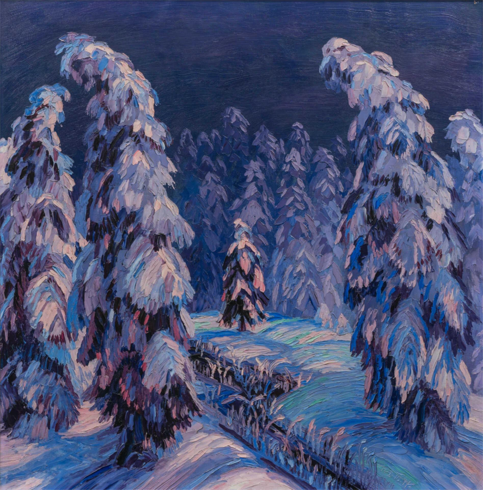 Wenzel Hablik (Brüx/Böhmen 1881 - Itzehoe 1934). Winterwald.