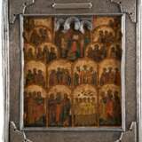 A RARE ICON SHOWING 'ALL SAINTS' WITH SILVER BASMA - фото 1