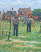 Friedrich Schaper (Braunschweig 1869 - Hamburg 1956). Fischer am Finkenwerder Nessdeich.