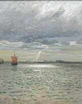 Hans Bohrdt (Berlin 1857 - Berlin 1945). S.M.Y. Hohenzollern, Ausgang des Sognefjords.