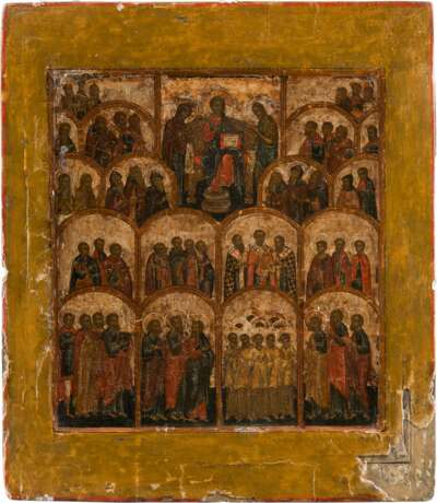 A RARE ICON SHOWING 'ALL SAINTS' WITH SILVER BASMA - фото 2