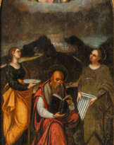 Bartolomeo Ramenghi (Bagnacavallo 1484 - Bologna 1542), Umkreis. Die Heiligen Lucia, Hieronymus und Cäcilie unter einem Konzert von Engeln.