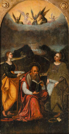 Bartolomeo Ramenghi (Bagnacavallo 1484 - Bologna 1542), Umkreis. Die Heiligen Lucia, Hieronymus und Cäcilie unter einem Konzert von Engeln. - photo 1