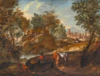 Alexander Keirincx (Antwerpen 1600 - Amsterdam 1652), Nachfolger. Südliche Landschaft mit Hirten.