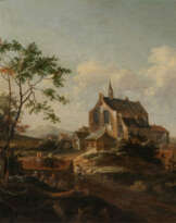 Johann Melchior Roos (Heidelberg 1663 - Kassel 1731). Landschaft mit Kirche.