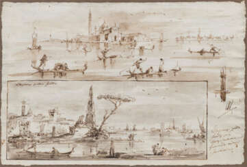 Francesco Guardi (Venedig 1712 - Venedig 1793), Umkreis 18. Jh. Venedig - Lagune San Giorgio Maggiore.