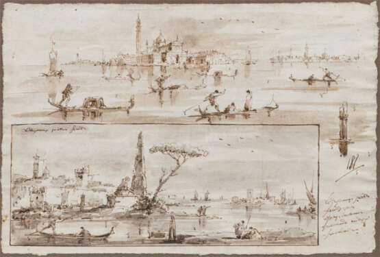 Francesco Guardi (Venedig 1712 - Venedig 1793), Umkreis 18. Jh. Venedig - Lagune San Giorgio Maggiore. - photo 1