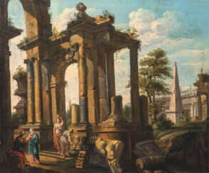 Giovanni Paolo Panini (Piacenza 1691 - Rom 1765), Umkreis. Capriccio mit Ruinen.