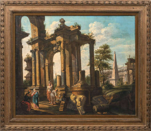 Giovanni Paolo Panini (Piacenza 1691 - Rom 1765), Umkreis. Capriccio mit Ruinen. - photo 2