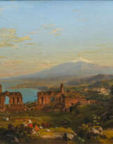 Johann Theodor Goldstein (Warschau 1798 - Dresden, nach 1871). Das Theater von Taormina mit dem Ätna.