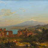 Johann Theodor Goldstein (Warschau 1798 - Dresden, nach 1871). Das Theater von Taormina mit dem Ätna. - Foto 1