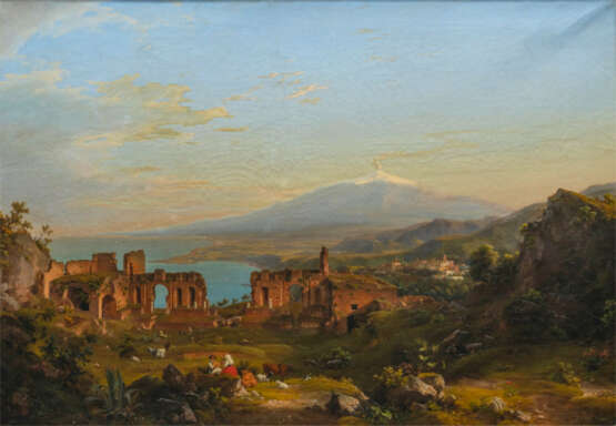 Johann Theodor Goldstein (Warschau 1798 - Dresden, nach 1871). Das Theater von Taormina mit dem Ätna. - photo 1