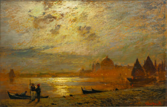 Louis Douzette (Tribsees 1834 - Barth 1924). Venedig im Mondlicht. - Foto 1