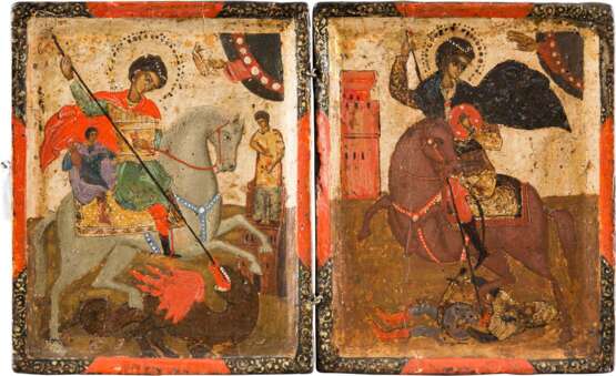 A SMALL DIPTYCH SHOWING THE WARRIOR SAINTS GEORGE AND DEMETRIUS - photo 1