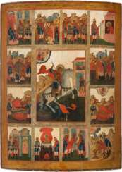 A MONUMENTAL AND RARE VITA ICON OF ST. GEORGE AND THE MIRACLE OF THE DRAGON