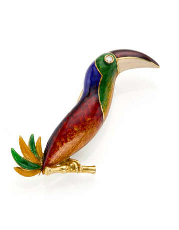 BULGARI | Guilloché enamel and yellow gold tucan s… - Foto 1