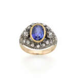 Oval ct. 3.65 sapphire, old mine and rose cut diam… - photo 1