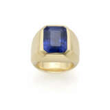 Octagonal ct. 16.63 sapphire yellow gold ring, g 2… - photo 1