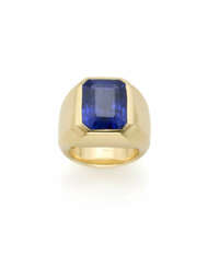 Octagonal ct. 16.63 sapphire yellow gold ring, g 2…