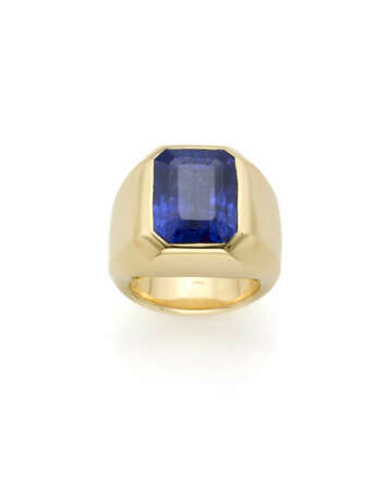 Octagonal ct. 16.63 sapphire yellow gold ring, g 2… - photo 1