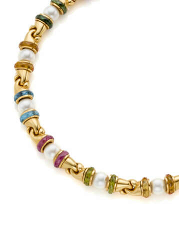 BULGARI | Pearl and faceted gems yellow gold neckl… - photo 2