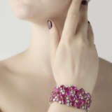 Ruby, pink sapphire and diamond white gold band br… - Foto 3