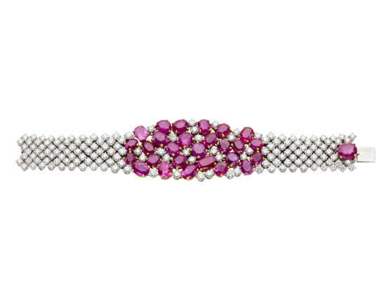 Ruby, pink sapphire and diamond white gold band br… - Foto 4