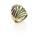 Green and black champlevé enamel, diamond and yell… - photo 1