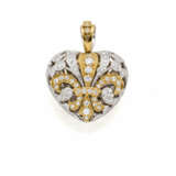 Diamond, yellow gold and platinum heart shaped ope… - Foto 1