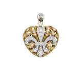 Diamond, yellow gold and platinum heart shaped ope… - Foto 2