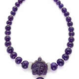 Amethyst graduated bead necklace accented with dia… - photo 1