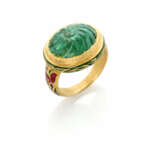 Cabochon ct. 11.00 circa carved emerald, enamel an… - фото 2