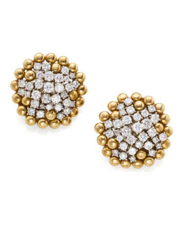 Diamond and bi-coloured gold earrings, diamonds in… - photo 1