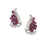 Diamond and ruby white gold earrings, diamonds in … - Foto 1