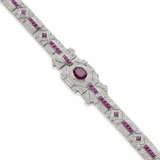 Ruby and diamond white gold modular bracelet, oval… - photo 1