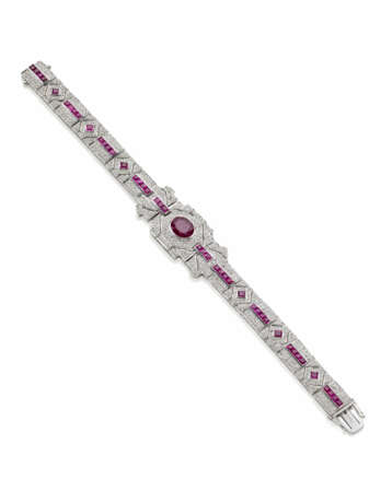 Ruby and diamond white gold modular bracelet, oval… - photo 2