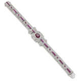 Ruby and diamond white gold modular bracelet, oval… - photo 2