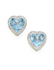 Heart shaped light blue topaz and diamond white go…