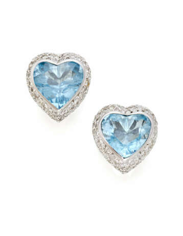 Heart shaped light blue topaz and diamond white go… - фото 1