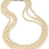 Three strand graduated pearl necklace accented wit… - photo 1