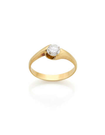 Round ct. 0.60 circa diamond and yellow gold ring,… - Foto 1