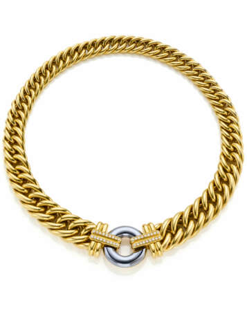 Yellow gold tapered chain necklace with rhodium-pl… - Foto 1