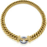 Yellow gold tapered chain necklace with rhodium-pl… - Foto 1